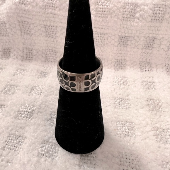 Coach Black and Silver Ring Size 54 (7) - Picture 3 of 8
